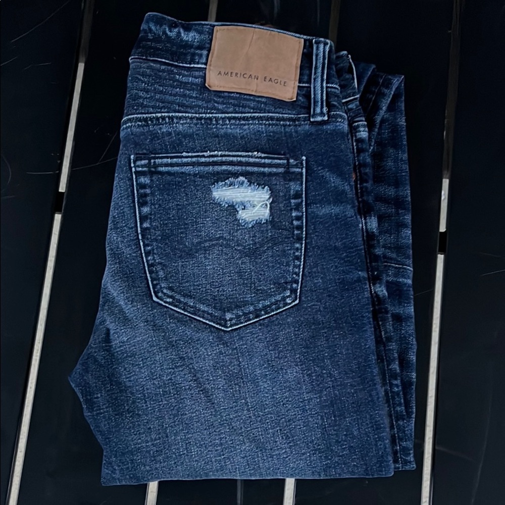 American Eagle Outfitters Blue Jeans with Distressed Details